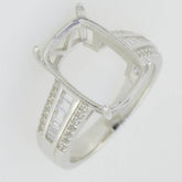 Sterling Silver Semi Mount Ring Setting Cushion CU 14x10mm White Topaz - Syzjewelry